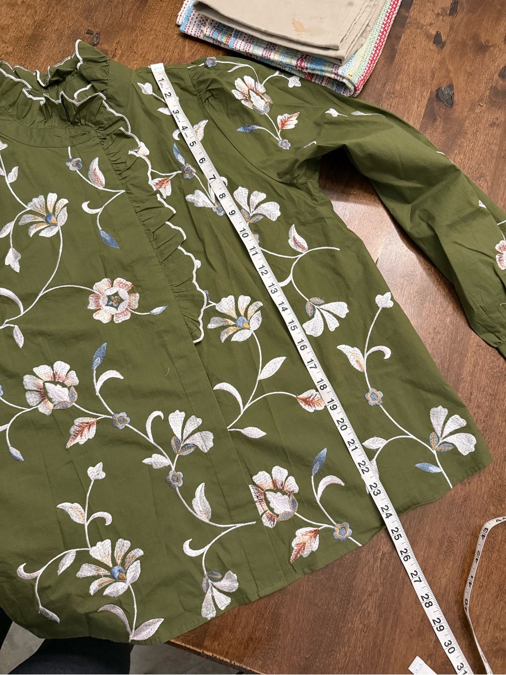Sezane Coline Blouse in Multi-colored Flower on Khaki - Picture 13 of 13